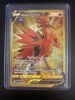 Galarian Zapdos V Gold Secret Rare 182/172 Brilliant Stars Pokemon TCG NM - Image 1