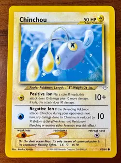2001 Pokemon Neo Revelation - Chinchou 42/64 LP (Light Play) VINTAGE - Image 1