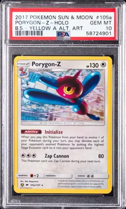 2017 POKEMON SUN & MOON BURNING SHADOWS #105A PORYGON-Z-HOLO PSA 10 - Image 1