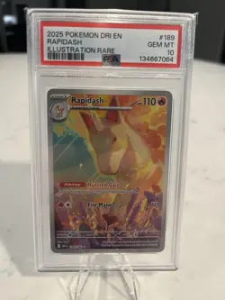 PSA 10 GEM Mint Rapidash 189/182 Illustration Rare - Pokemon DRI SV10 - Image 1