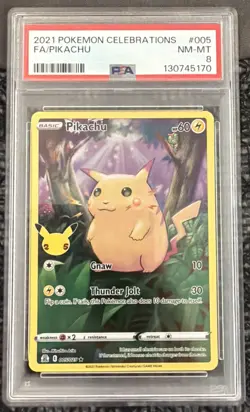 2021 POKEMON CELEBRATIONS #005/025 FULL ART PIKACHU PSA 8 - Image 1