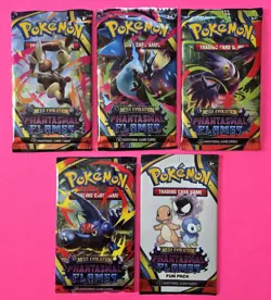 Pokemon Mega Evolutions Phantasmal Flames 5 Different Pack Full Artwork Lot! - Image 1