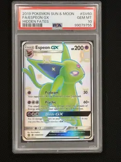 2019 Espeon GX Full Art #SV60 Hidden Fates Shiny Vault Pokemon PSA 10 GEM - Image 1
