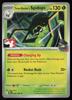 Pokemon Team Rocket's Spidops 020/182 Prize Pack Series 8 Non-Holo Pack Fresh NM - Image 1