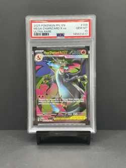 2025 POKEMON PFL EN-PHANTASMAL FLAMES ULTRA RARE #109 MEGA CHARIZARD X EX PSA 10 - Image 1