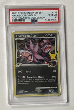 2021 POKEMON SWSH PROMO CELEBRATIONS COLLECTION HYDREIGON C-HOLO PSA 10 GEM MT - Image 1