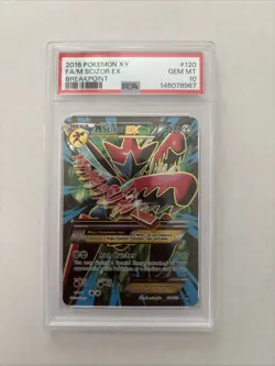 Pokemon TCG M Scizor EX Full Art 120/122 2016 XY Breakpoint PSA 10 GEM MT - Image 1