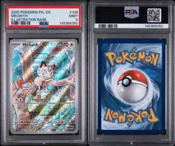 2025 Pokemon Pfl En-Phantasmal Flames #106 Meowth Illustration Rare PSA 9 - Image 3