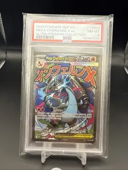 2025 POKEMON MEP EN-ME BLACK STAR PROMO #023 MEGA CHARIZARD X EX PSA 8 - Image 1