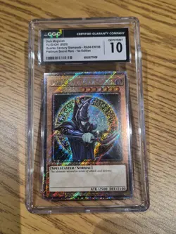 2025 YU-GI-OH! #RA04-EN106 1ST EDITION DARK MAGICIAN PLATINUM SECRET RARE CGC 10 - Image 1