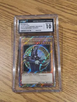 2025 YU-GI-OH! #RA04-EN106 1ST EDITION DARK MAGICIAN PLATINUM SECRET RARE CGC 10 - Image 2