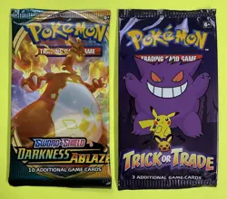 Pokemon TCG: Darkness Ablaze Booster Pack - Factory Sealed + Trick or Trade Pack - Image 1