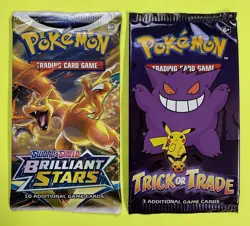 Pokemon TCG: Brilliant Stars Booster Pack - Factory Sealed + Trick or Trade Pack - Image 1