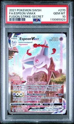 Espeon Vmax 270/264 Secret SWSH Fusion Strike Pokemon PSA 10 - Image 1