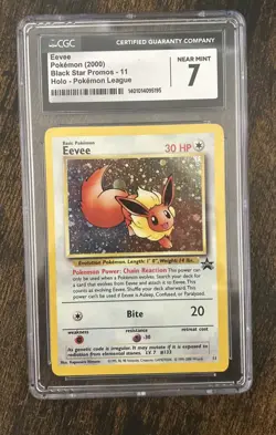 Eevee Holo CGC 7 NM + Pokemon League Black Star Promo #11 - 2000 Vintage - Image 1