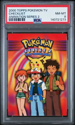 2000 TOPPS POKEMON TV ANIMATION SER 2 CHECKLIST PSA 8 - Image 1