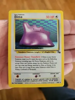 DITTO Base Set 3/62 HOLO FOSSIL NM Pokemon - Image 1