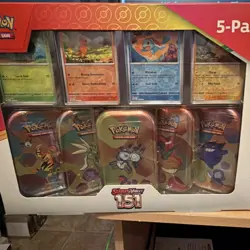 Pokemon Scarlet & Violet 151 Booster Tin Box 5-Pack Trading Card Game - Image 1