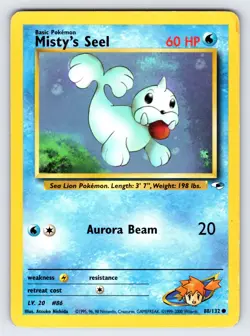 Misty's Seel 88/132 Gym Heroes Pokemon Card Vintage WOTC Nintendo Common - Mp - Image 1