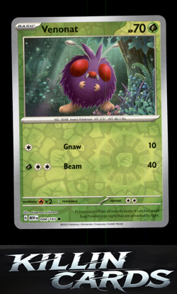 Reverse Holofoil Venonat 048/165 Common SV: Scarlet & Violet 151 Pokemon Card NM - Image 1