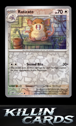 Reverse Holofoil Raticate 020/165 Pokemon Uncommon SV: Scarlet & Violet 151 Card - Image 1