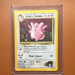 Pokemon Erika's Clefable Gym Heroes Holo Rare Unlimited 3/132 70 HP English 2000 - Image 1