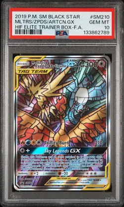 2019 POKEMON SM BLACK STAR PROMO FULL ART/MOLTRES & ZAPDOS & ARTICUNO GX PSA 10 - Image 1