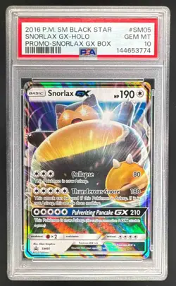 2016 Pokemon Sun Moon Promo #SM05 Snorlax GX PSA 10 144653774 - Image 1