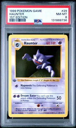 1999 POKEMON GAME 1ST ED #29 HAUNTER PSA 8 - Image 1