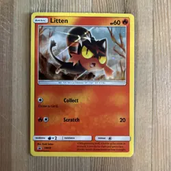 Pokemon TCG Litten SM Black Star Promo SM08 Promo DMG - Image 1