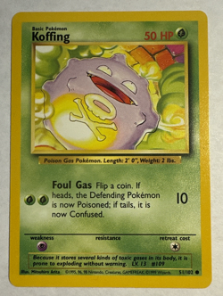 Lot of 3 Pokemon Base Vintage Koffing 51/102, Tangela 66/102 & Nidoran 55/102 - Image 3