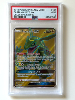 Rayquaza GX 160/168 Full Art Holo Pokemon 2018 Celestial Storm PSA 9 NEW CERT - Image 1