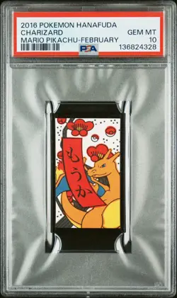 2016 POKEMON HANAFUDA MARIO PIKACHU FEBRUARY CHARIZARD PSA 10 - Image 1