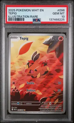 2025 Pokemon Wht En-White Flare #096 Tepig PSA 10 - Image 1
