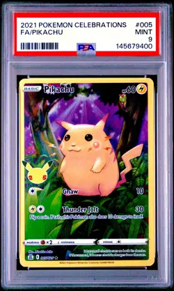 2021 Pokemon TCG Pikachu Celebrations 005/025 Full Art PSA 9 - Image 1