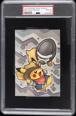 2023 POKEMON FOSSIL MUSEUM POSTCARD PIKACHU & SHIELDON PSA 10 - Image 1