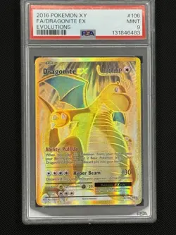 2016 POKEMON XY EVOLUTIONS #106 FULL ART/DRAGONITE EX PSA 9 - Image 3