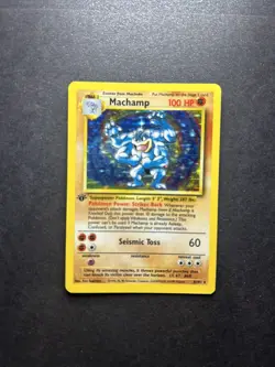 Base Set HOLO Pokemon - 1st Edition Machamp 8/102 LP - Image 1