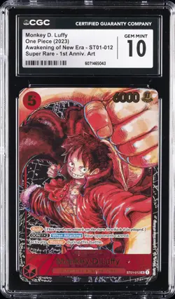 2023 ONE PIECE #ST01-012 MONKEY D. LUFFY CGC 10 GEM MINT - Image 1