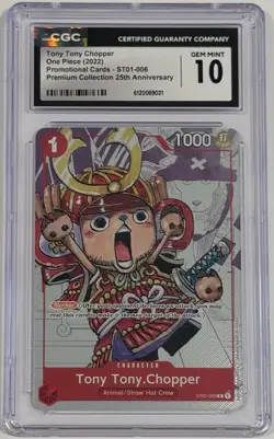 2022 One Piece Tony Chopper 25th Anniversary ST01-006 CGC 10 Gem Mint English - Image 1