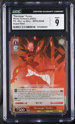 CGC 9 Mint Rampage Ryuko SP03-E04S SR Weiss Schwarz Kill La Kill - Image 1