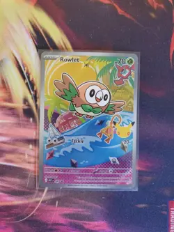 Pokemon Rowlet 043 MEPI Promo Stamped Holo Basic 70 HP Pokemon TCG Card - Image 1