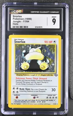 CGC 9 MINT Snorlax 1999 Jungle 11/64 Holo Pokemon Card - Image 1