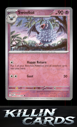 Reverse Holofoil Swoobat 037/086 Pokemon Uncommon SV: White Flare Card NM - Image 1