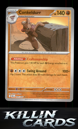 Reverse Holofoil Conkeldurr 049/086 Pokemon Rare SV: Black Bolt Card NM - Image 1