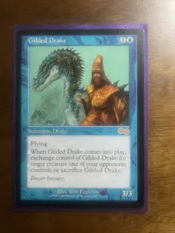 Wizards Gilded Drake Urza's Saga Rare Blue Creature 3/3 Regular 1998 - Image 1