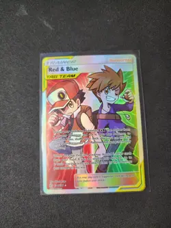NM Red & Blue Tag Team Full Art Pokemon Cosmic Eclipse - Image 1