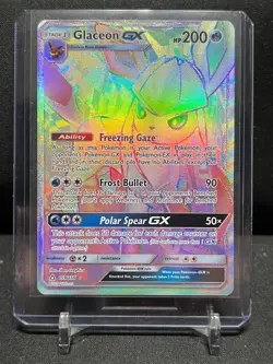 Glaceon GX 159/156 Rainbow Secret Rare Holo Pokemon 2018 Ultra Prism NM - Image 1