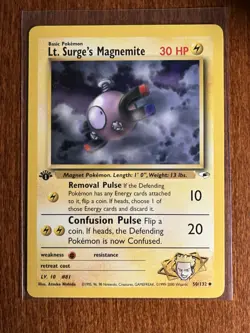 [NM/MINT] 2000 Pokemon Gym Heroes Lt. Surge's Magnemite 1st Edition #50/132 - Image 1
