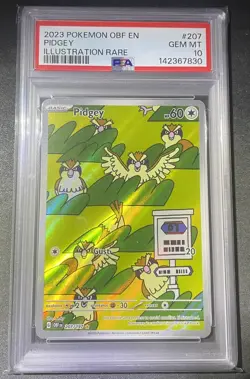 2023 Pokemon Obsidian Flames Pidgey 207/197 Illustration Rare PSA 10 - Image 1